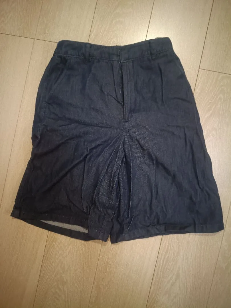 GU デニムハーフパンツ ネイビー S