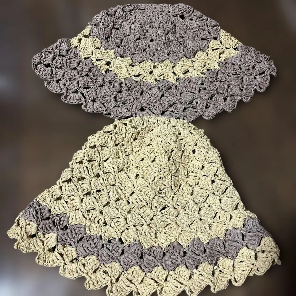 ハンドメイド 手編み帽子 2点セット