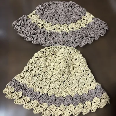 ハンドメイド 手編み帽子 2点セット