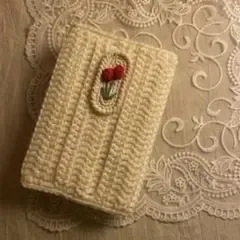 ブックカバー チューリップ 文庫本 かぎ針編み 花 編み物 ハンドメイド
