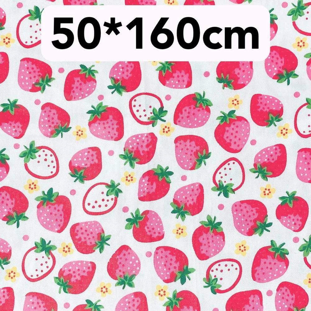 生地 50*160cm いちご 白地 ハンドメイド 手芸 手作り 入学入園 新品