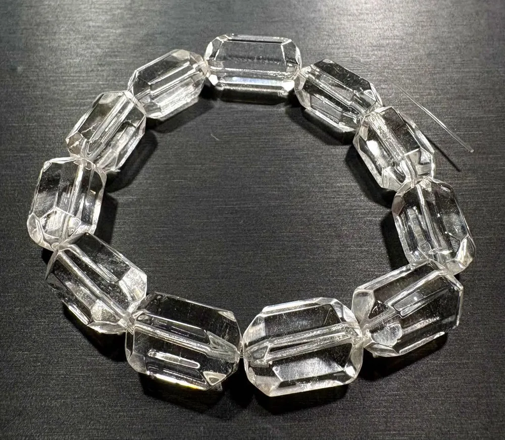 高透明 ダブルポイントクリスタル ブレスレット 11.5〜12mm 内径18cm