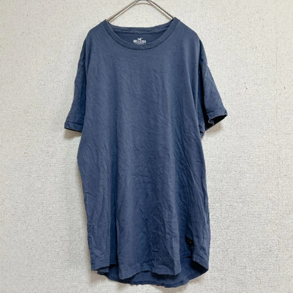 ホリスター Tシャツ ラウンドヘム 無地 M 藍 綿 お出かけ