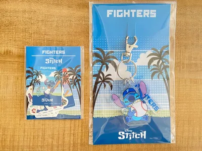 日本ハムファイターズ スティッチ ステッカー、アクリルキーホルダー 2点セット