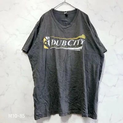 アメリカンアパレル 両面プリント Tシャツ グレー 灰 XL