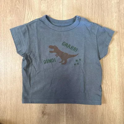 ベビー 半袖Tシャツ 恐竜柄 グレー 80
