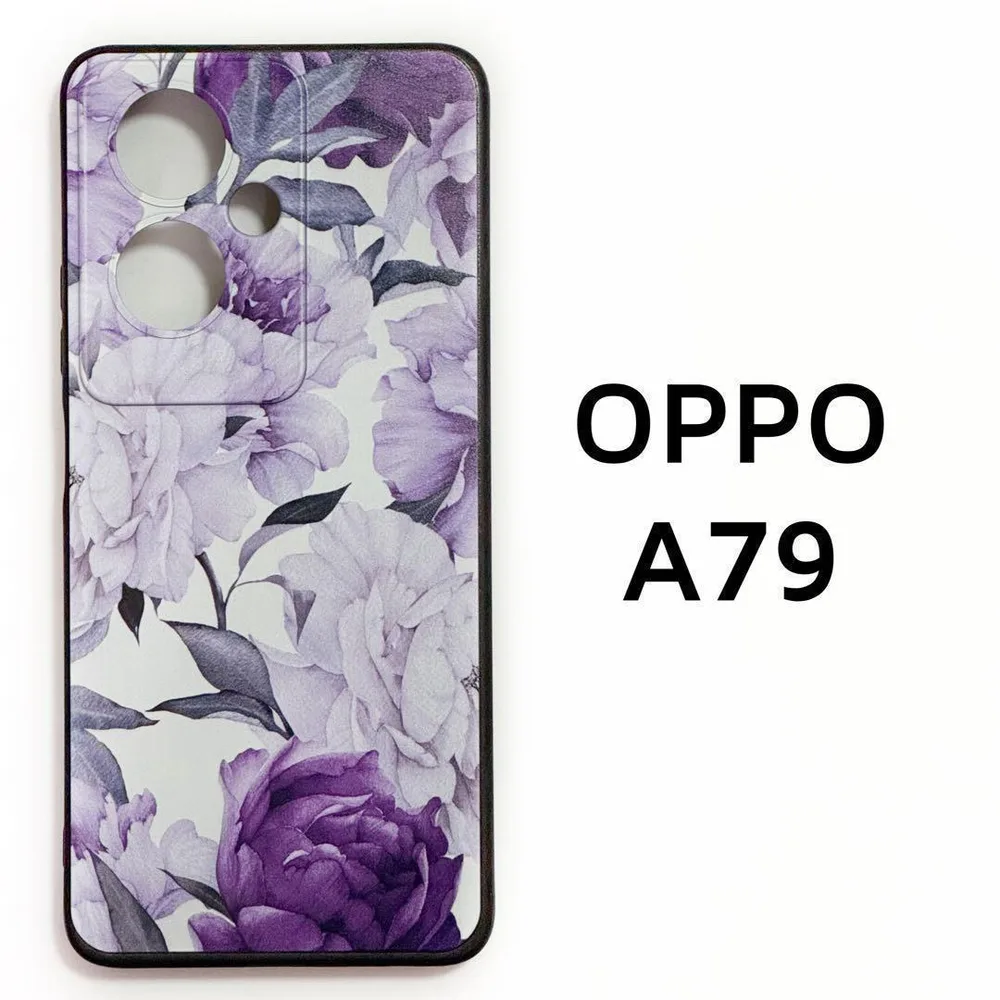 OPPOA79 5G ケース 白 紫 花 カバー