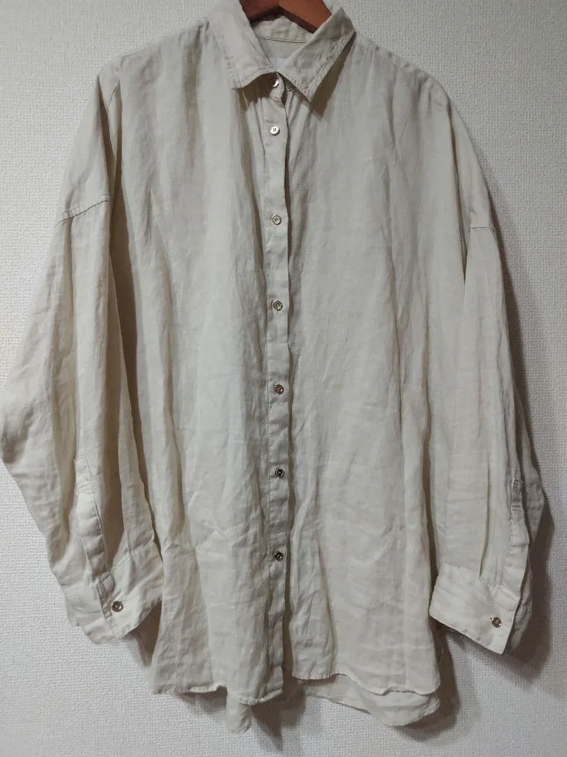 Spick & Span リネンビッグシャツ オーバーサイズ 麻 ベージュ
