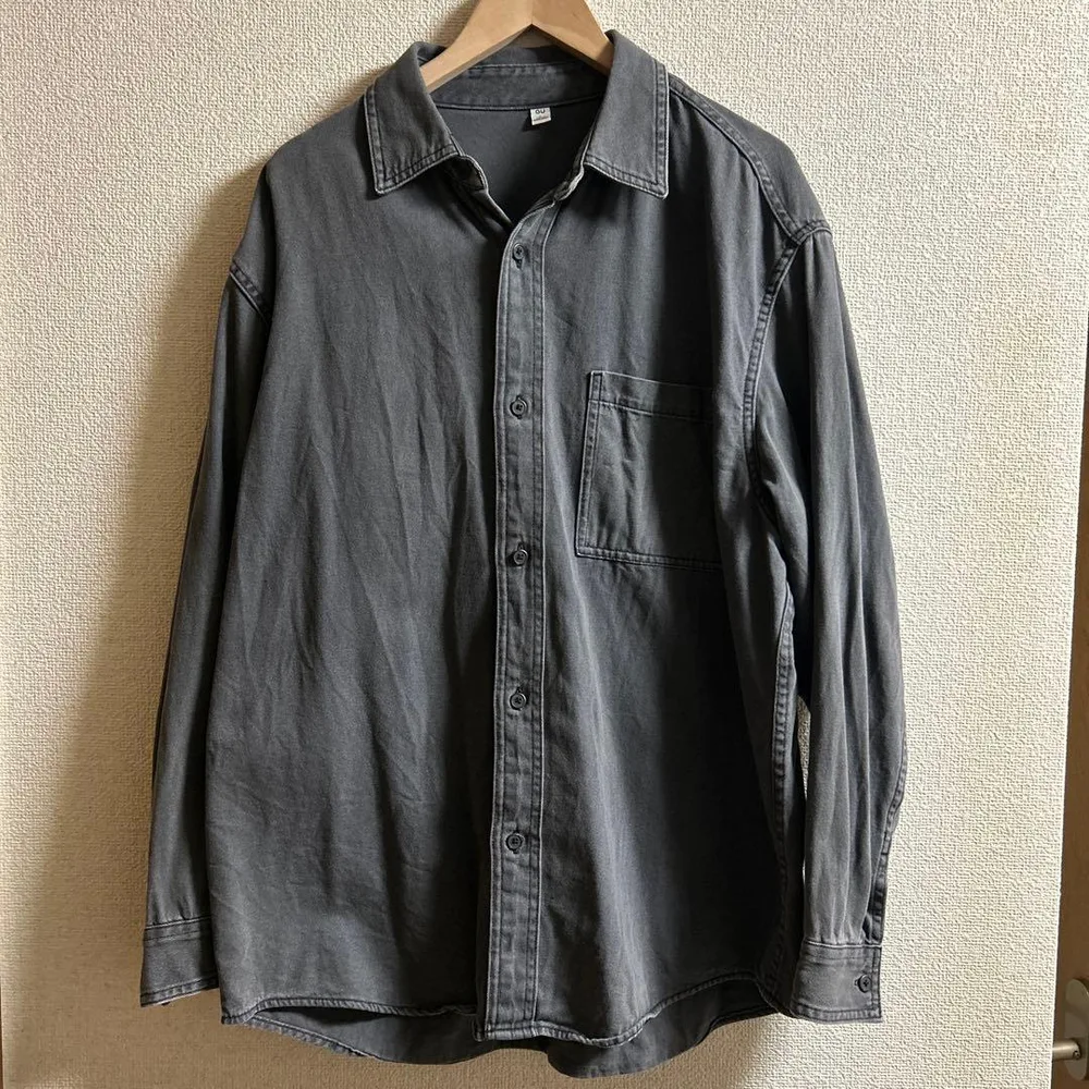 GU デニムオーバーサイズシャツ グレー Lサイズ