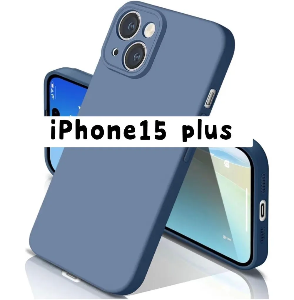 iPhone15 Plus スマホケース シリコン ブルー スマホカバー