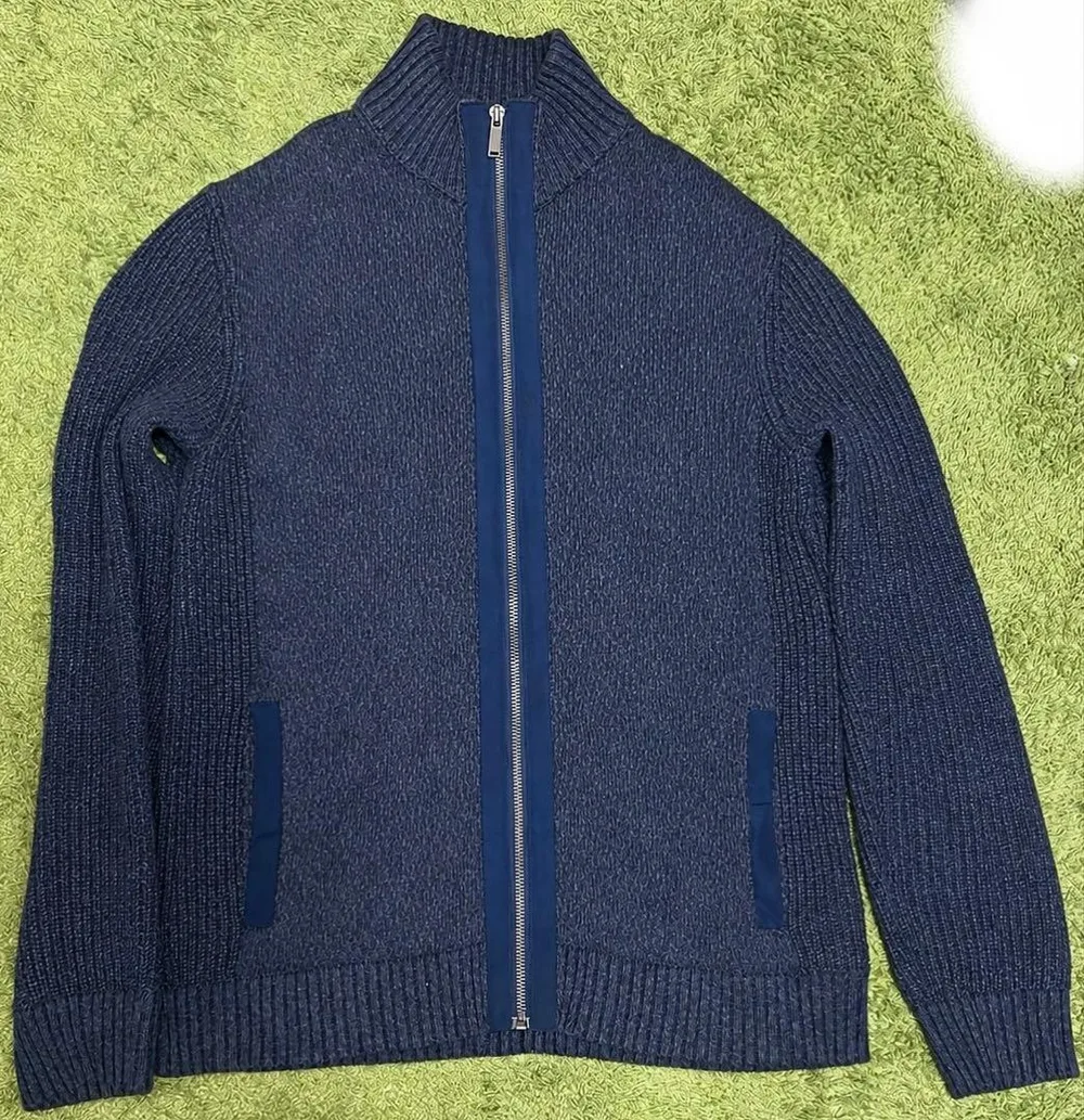 Calvin Klein Jeans ジップアップ ニット ネイビー S