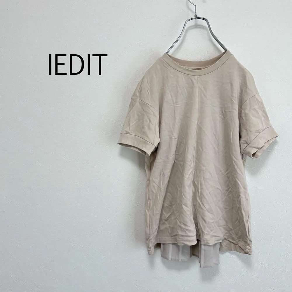 c0628【イディット】半袖Tシャツ カットソー S バックプリーツ カジュアル