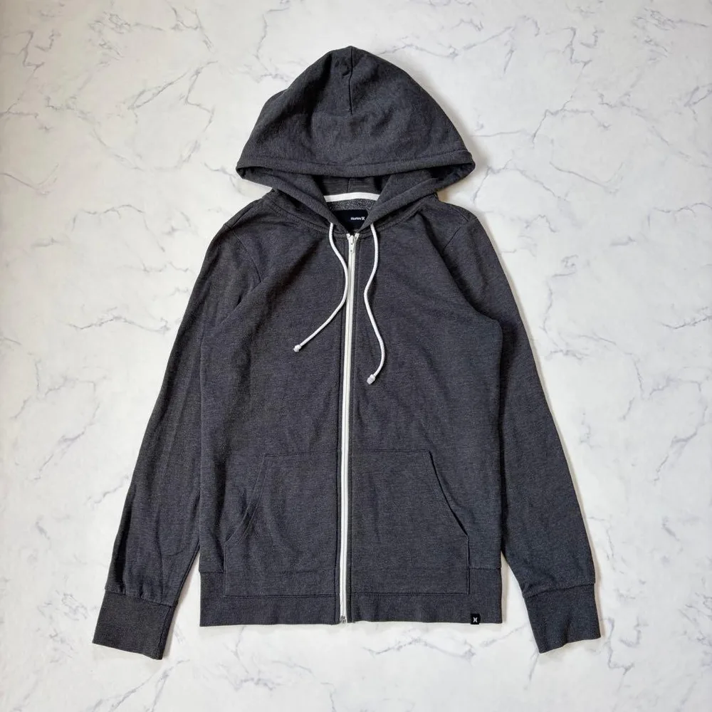 Hurley/ジップパーカー/L/ダークグレー/裏起毛/フーディー/フルジップ