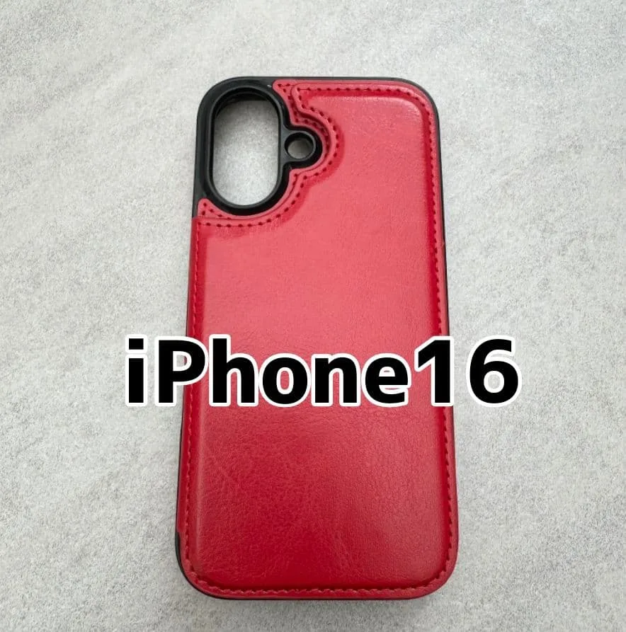iPhone16 スマホ ケース 赤 背面収納 カード収納 カバー