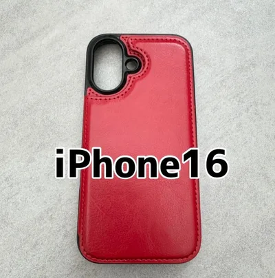 iPhone16 スマホ ケース 赤 背面収納 カード収納 カバー