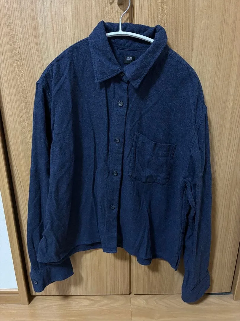 UNIQLO 長袖シャツ ネイビー L