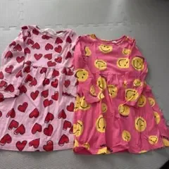 H&M ハート柄 スマイル柄 ワンピース 2枚セット 110-120