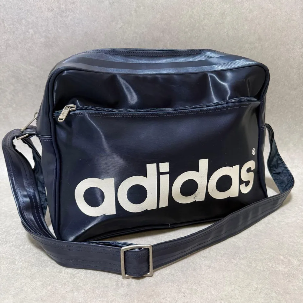 adidas 80s 90s y2k ショルダーバッグ デサント製 ネイビー