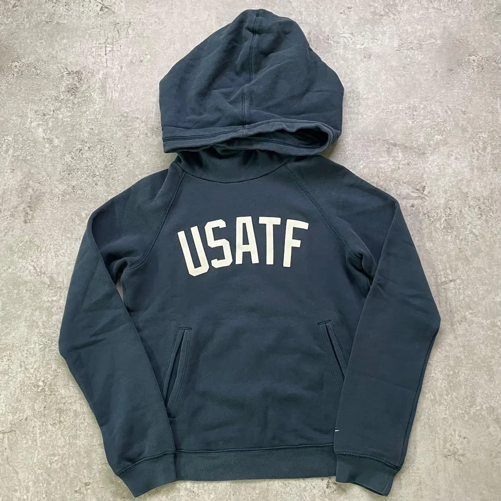 NIKE ナイキ USATF レディース パーカー短丈赤タグ ネイビー M