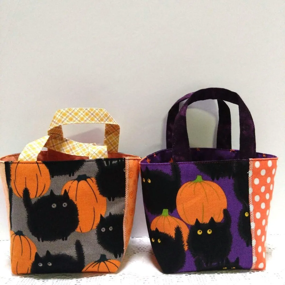 ミニトートバッグ♡ミニ布バスケット♡ハロウィン⑥ ネコかぼちゃ