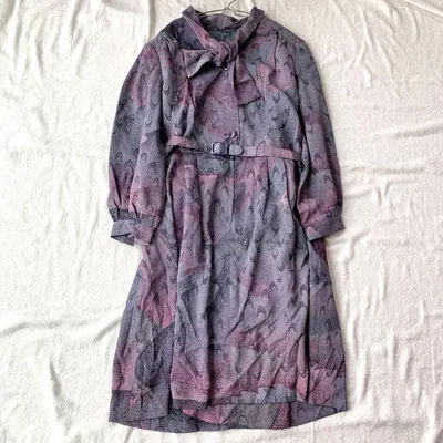 【ハンドメイド】ワンピース ウエストベルト ハーフボタン フロントファスナー F
