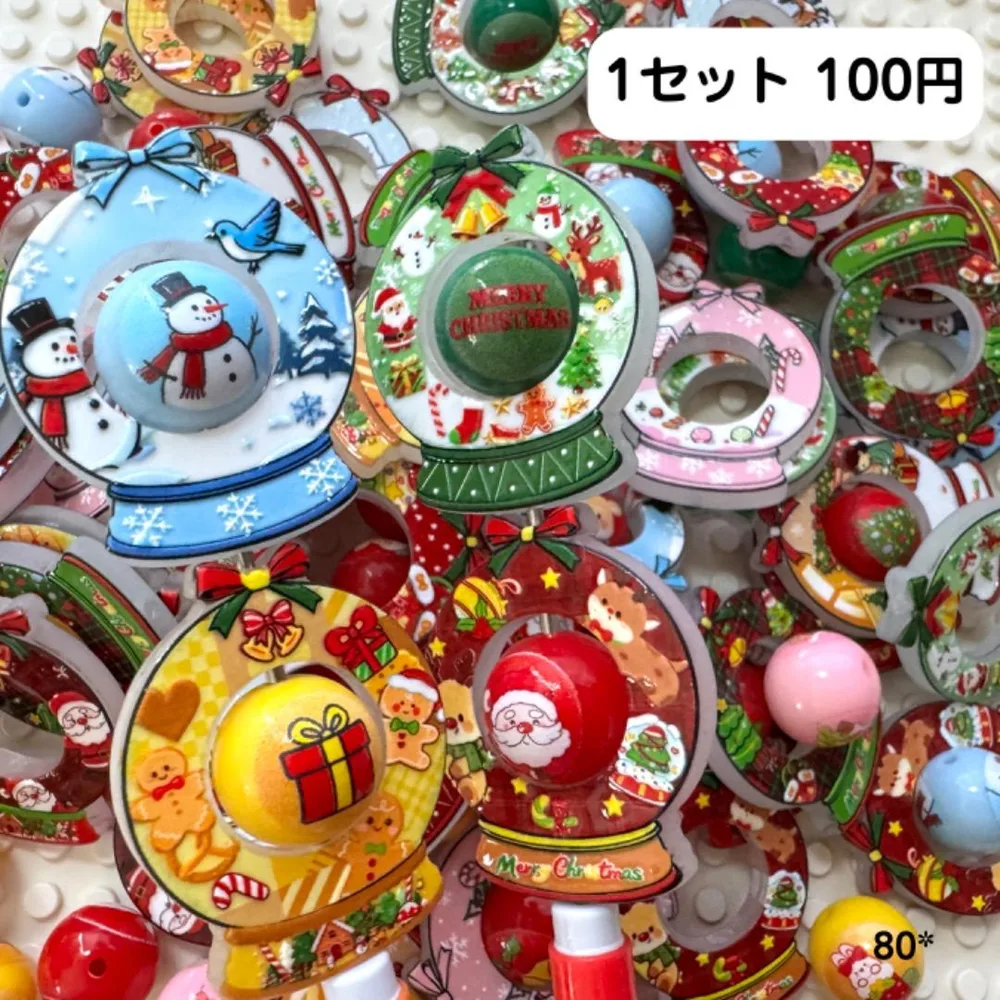 ♢穴あり♢ビーズ♢クリスマス♢スノードーム♢カスタムボールペン♢ビーズボールペン