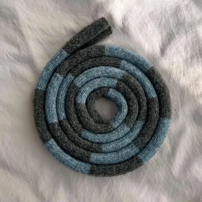 【ハンドメイド】ストライプ ニット スキニーマフラー 2m