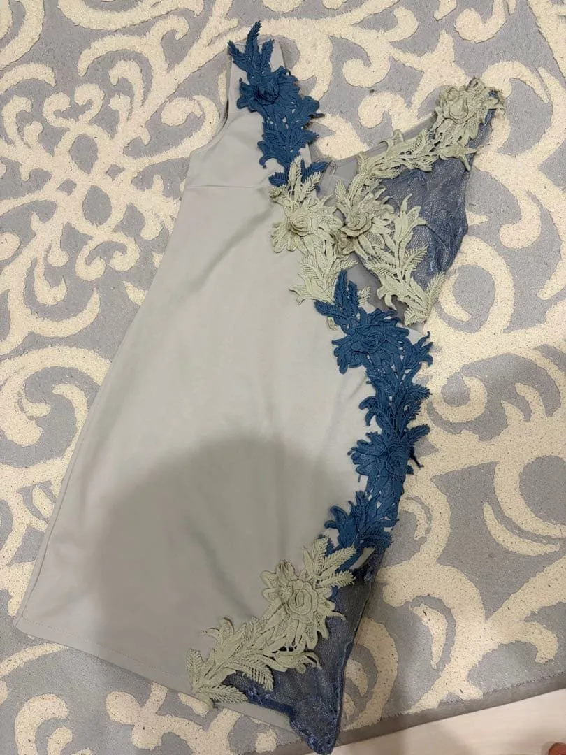 Nightdress mini length floral pattern lace switching
