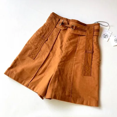 タグ付き✨HERMES2023ランウェイ ベルテッド ショートパンツ キャメル