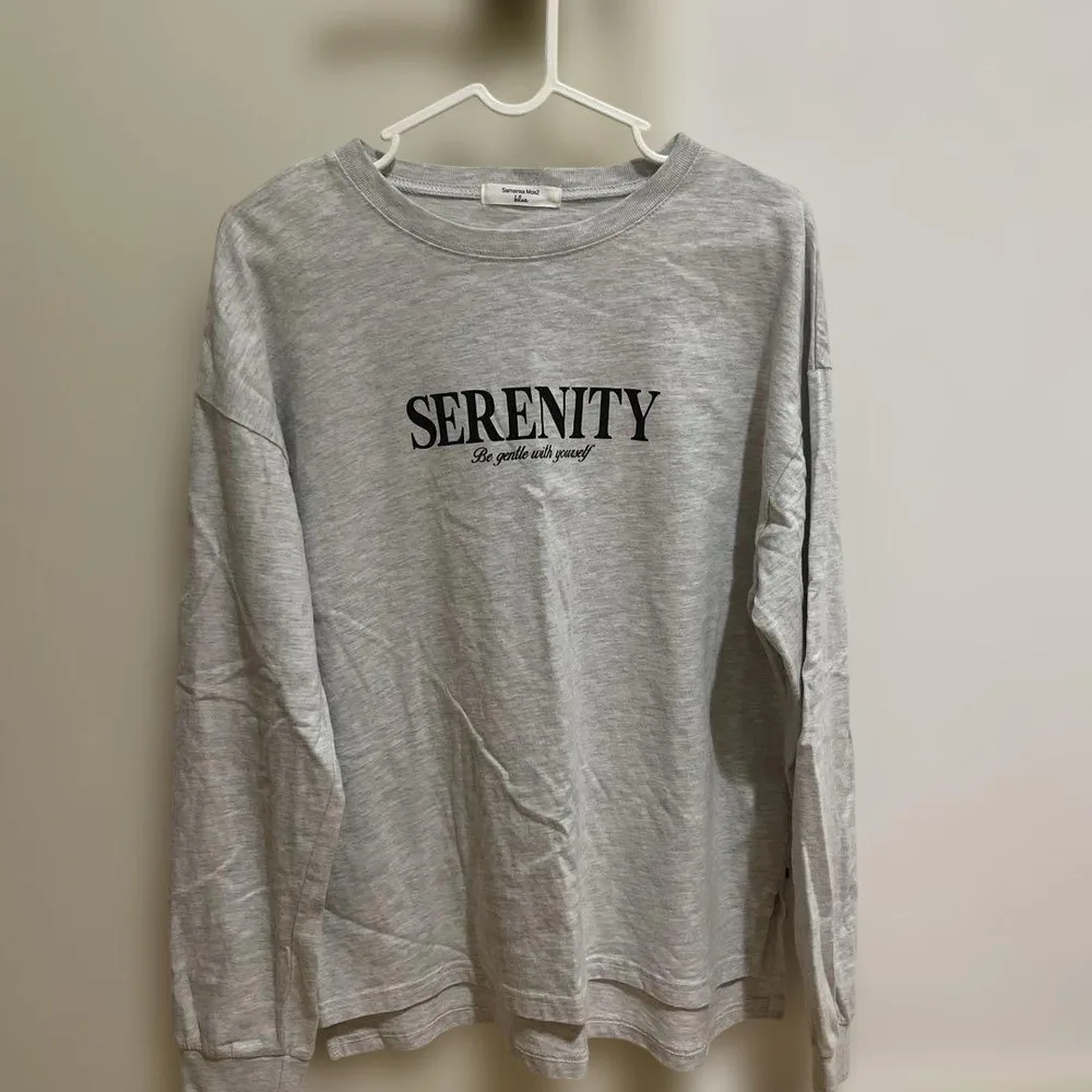 【Samansa Mos2 blue】長袖ロゴTシャツ グレー フリーサイズ