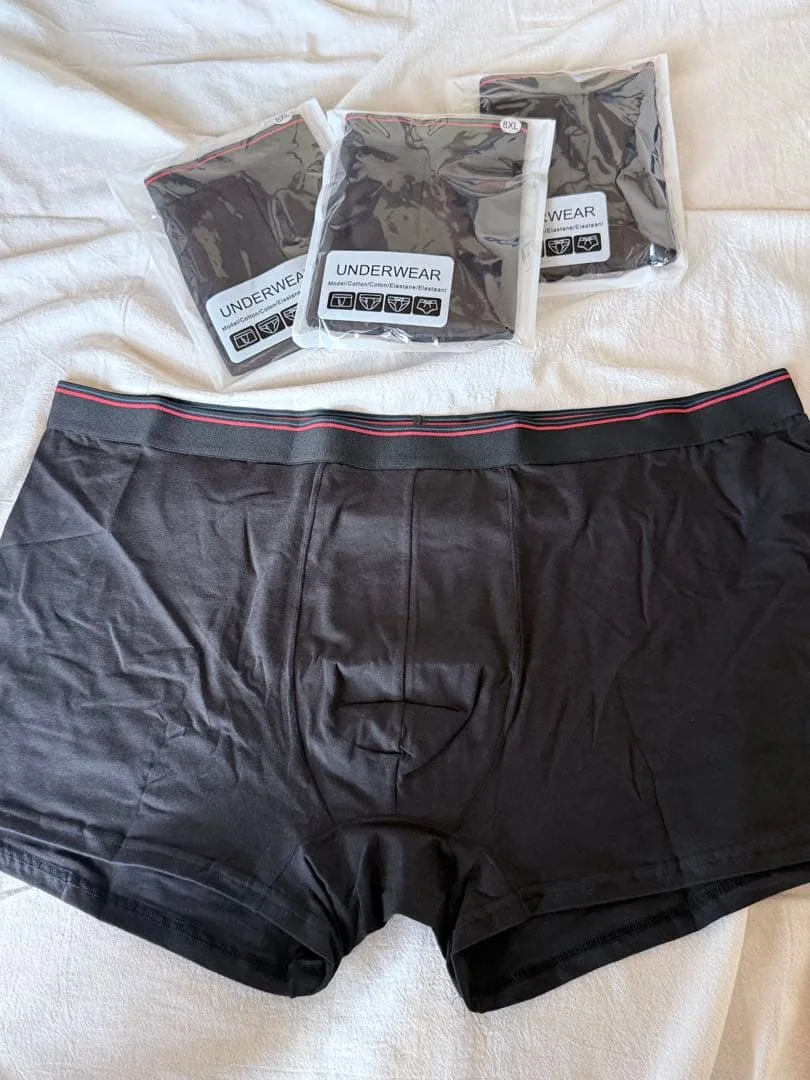 新品 8XL 6XL 4枚組ボクサーパンツ 前閉じ 無地 黒 スポーツ 筋トレ