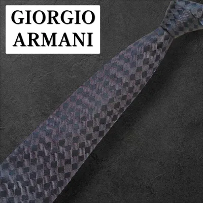 GIORGIO ARMANI アルマーニ ネクタイ チェック柄 メンズ 小物 黒