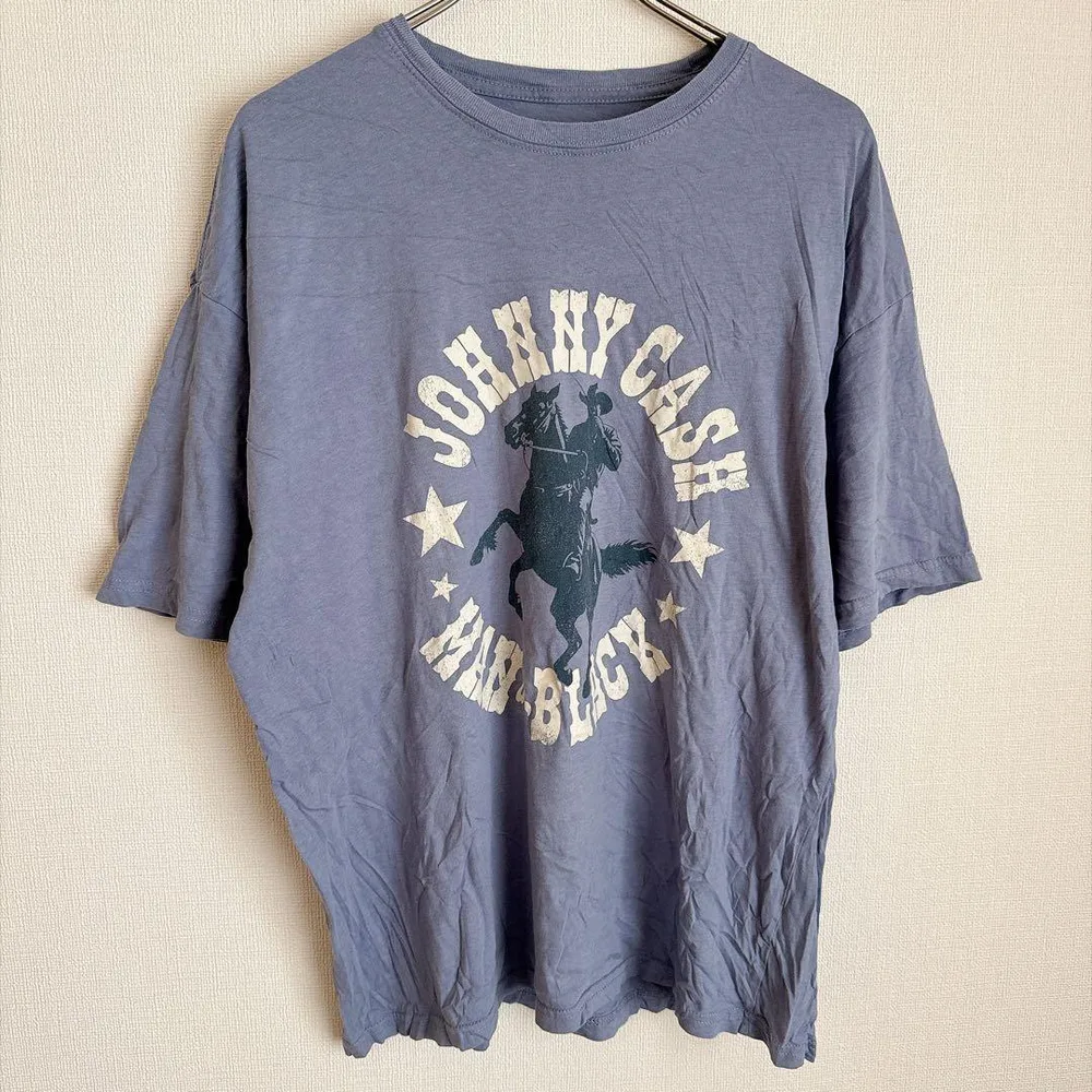 ジョニーキャッシュ 半袖 Tシャツ プリント ビッグサイズ 綿 ブルーグレー