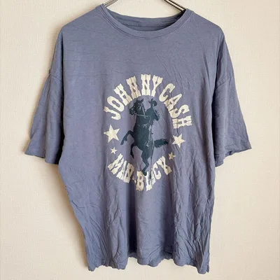 ジョニーキャッシュ 半袖 Tシャツ プリント ビッグサイズ 綿 ブルーグレー