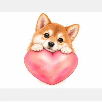ハートからちょこんと柴犬さん*オリジナルイラスト