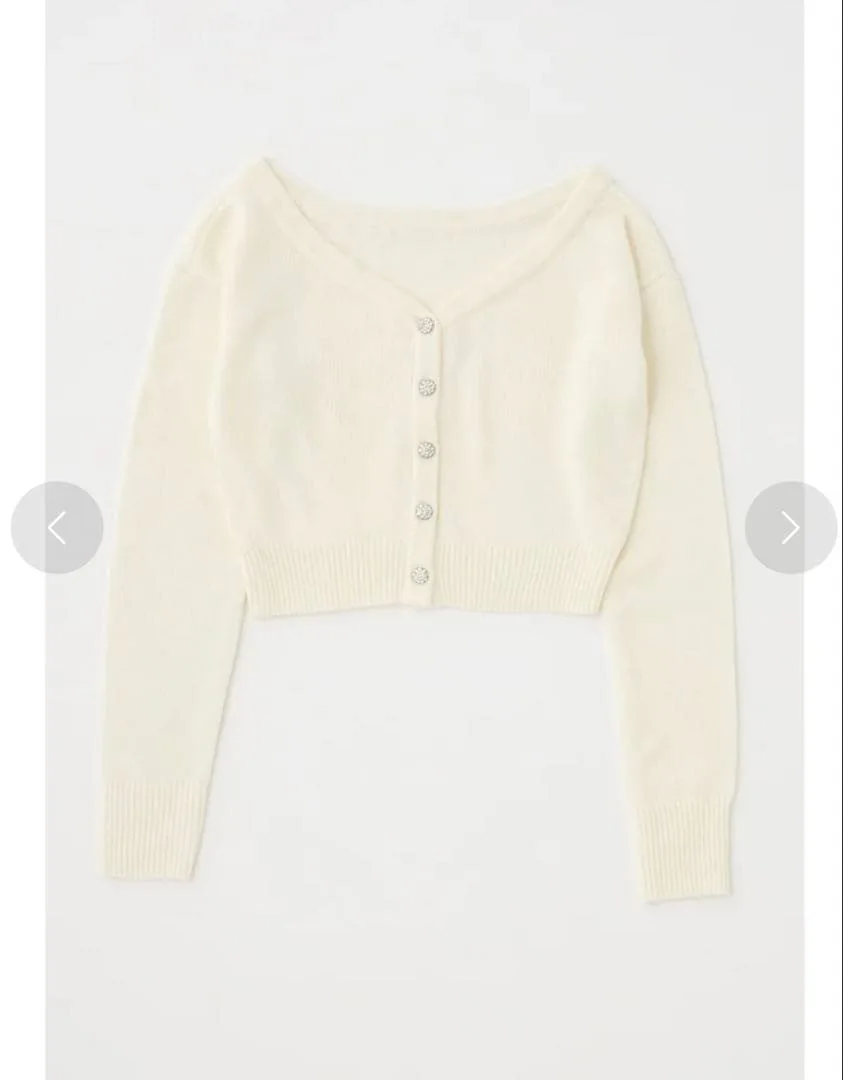マウジー MOUSSY 2WAY SHORT ニットカーディガン ホワイト