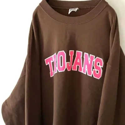 フルーツオブザルーム TROJANS スウェット トレーナー XL ブラウン古着