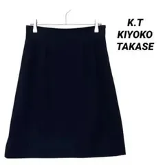 美品 K.T KIYOKO TAKASE 薄手ウールスカート 黒 後ろプリーツ
