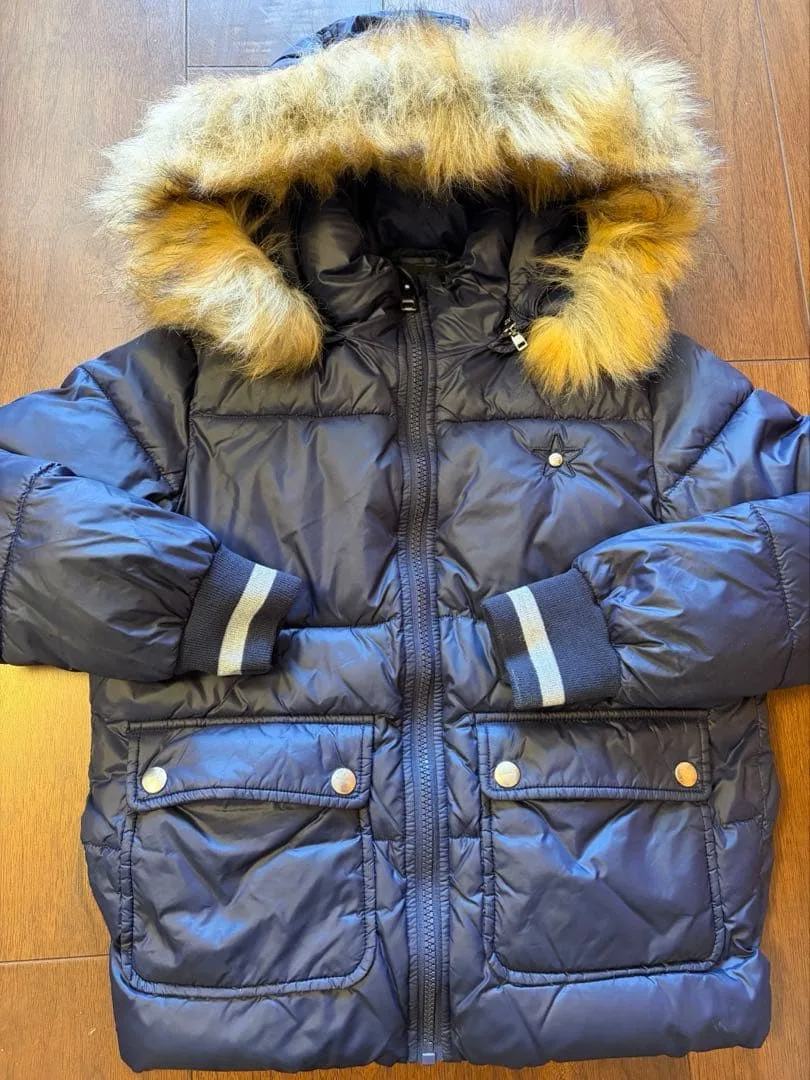 DIESEL KIDS 中綿コート ネイビー ファー付き(フード取り外し可)8