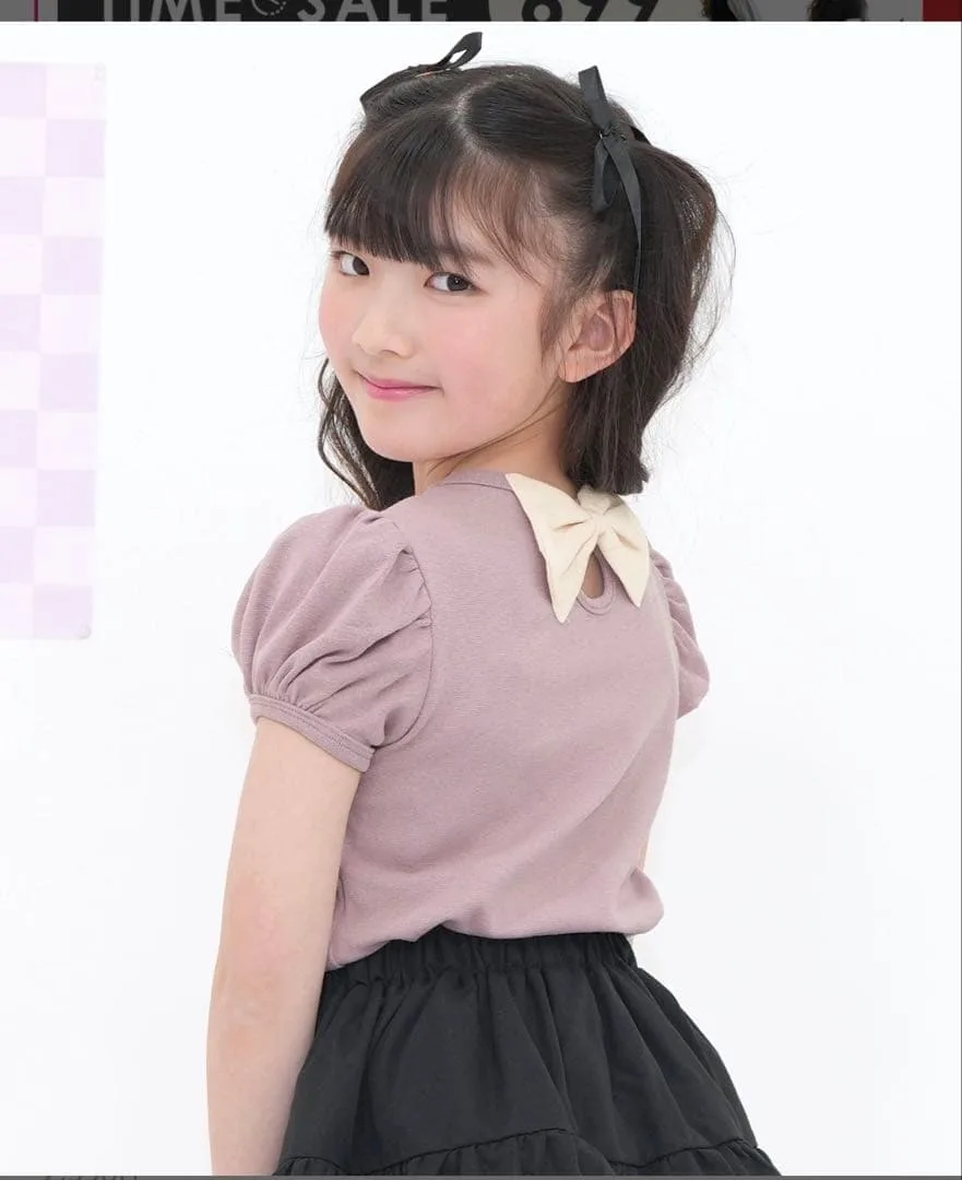 デザイントップス 半袖 Tシャツ 子供服 キッズ ジュニア 女の子 無地