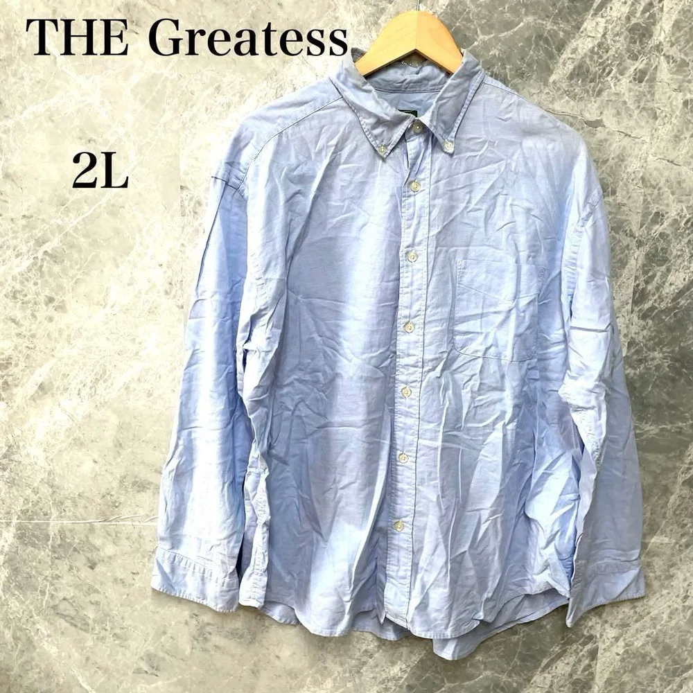 THE Greatest メンズ 2L 青 ゆったり オックスフォードシャツ