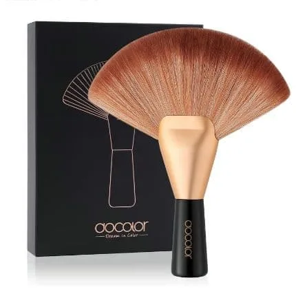docolor メイクブラシ ファンブラシ フェイスブラシ ゴールド 箱付き