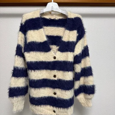新品 未使用 カーディガン ふわふわ ボーダー