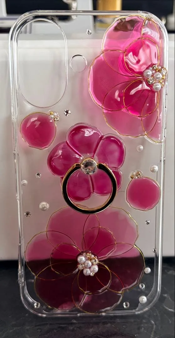iPhone17ケース お花柄 ハードケース