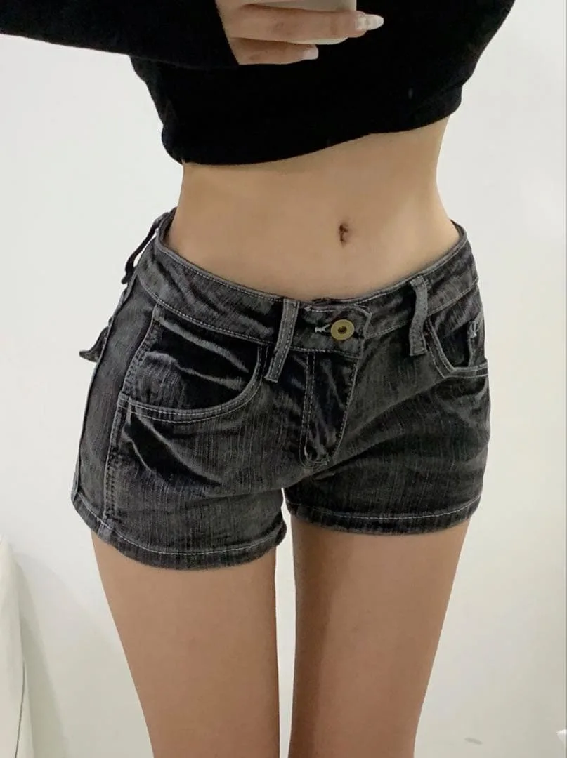韓国amood ローライズジーンズショートパンツ