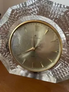【動作確認済】ユンハンス JUNGHANS クリスタルガラス 時計 ヴィンテージ