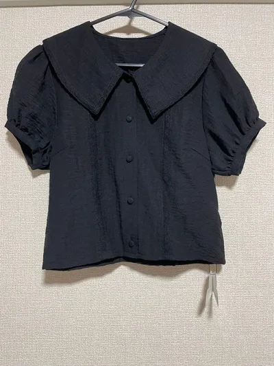 【新品】Ank Rouge ビッグカラー 半袖ブラウス ブラック