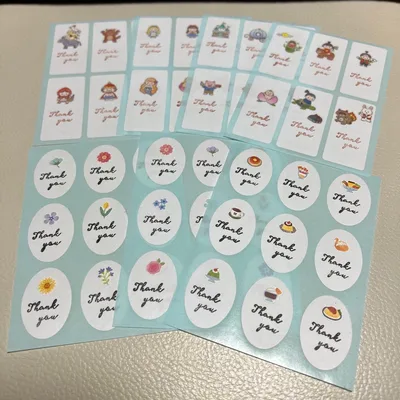 ハンドメイド Thank youシール 童話 花 喫茶店 詰め合わせ サンキュー