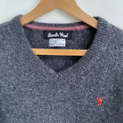 coen ラムウール Vネック ニット セーター グレー XL(M〜L相当)