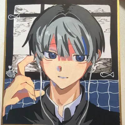 手描きイラスト 色紙 オリジナルキャラクター 一点物